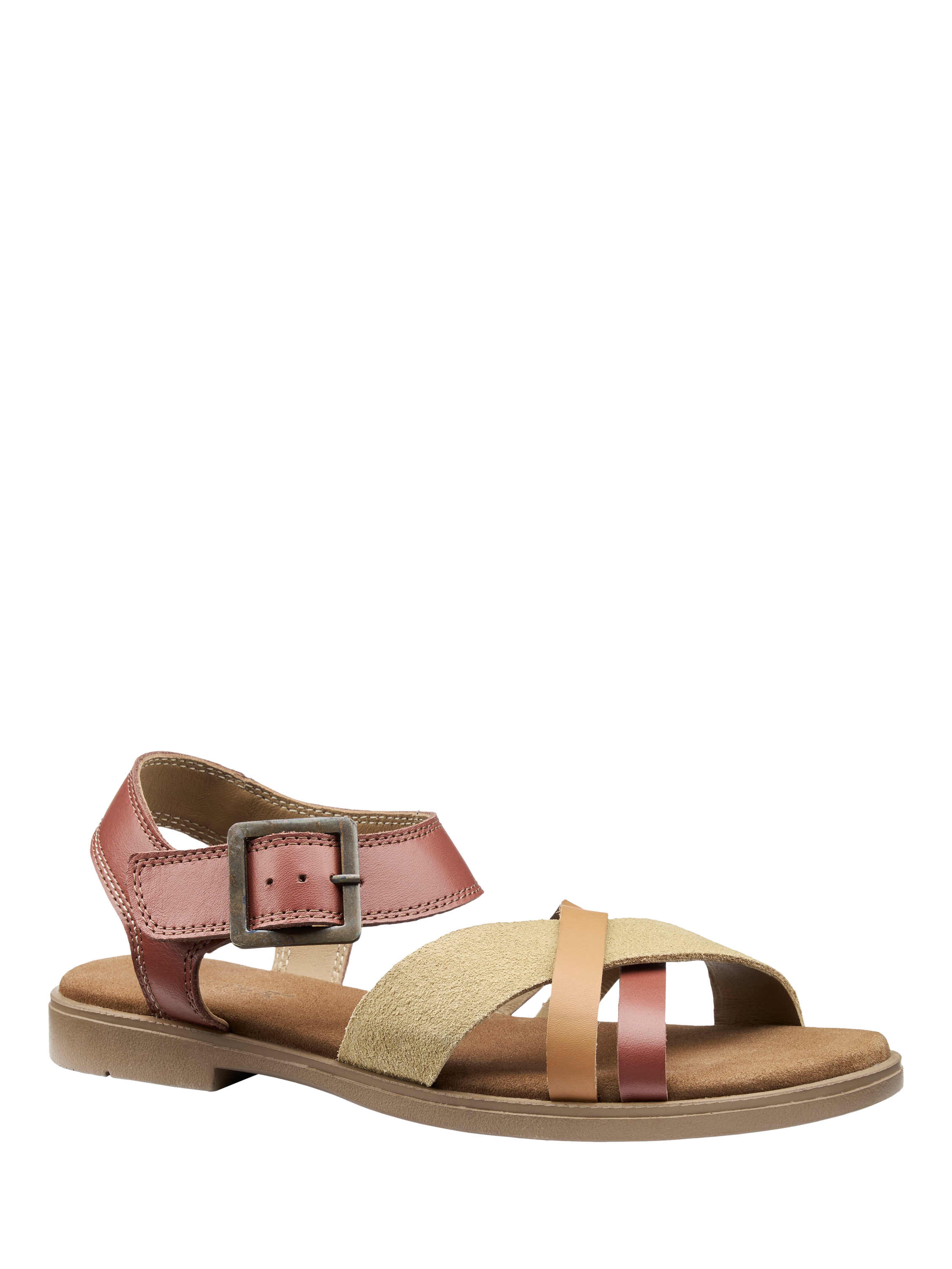Product image 2 of 11, which shows Hotter Eleanor Wide Fit Leather Strappy Sandals, Tan, 3W