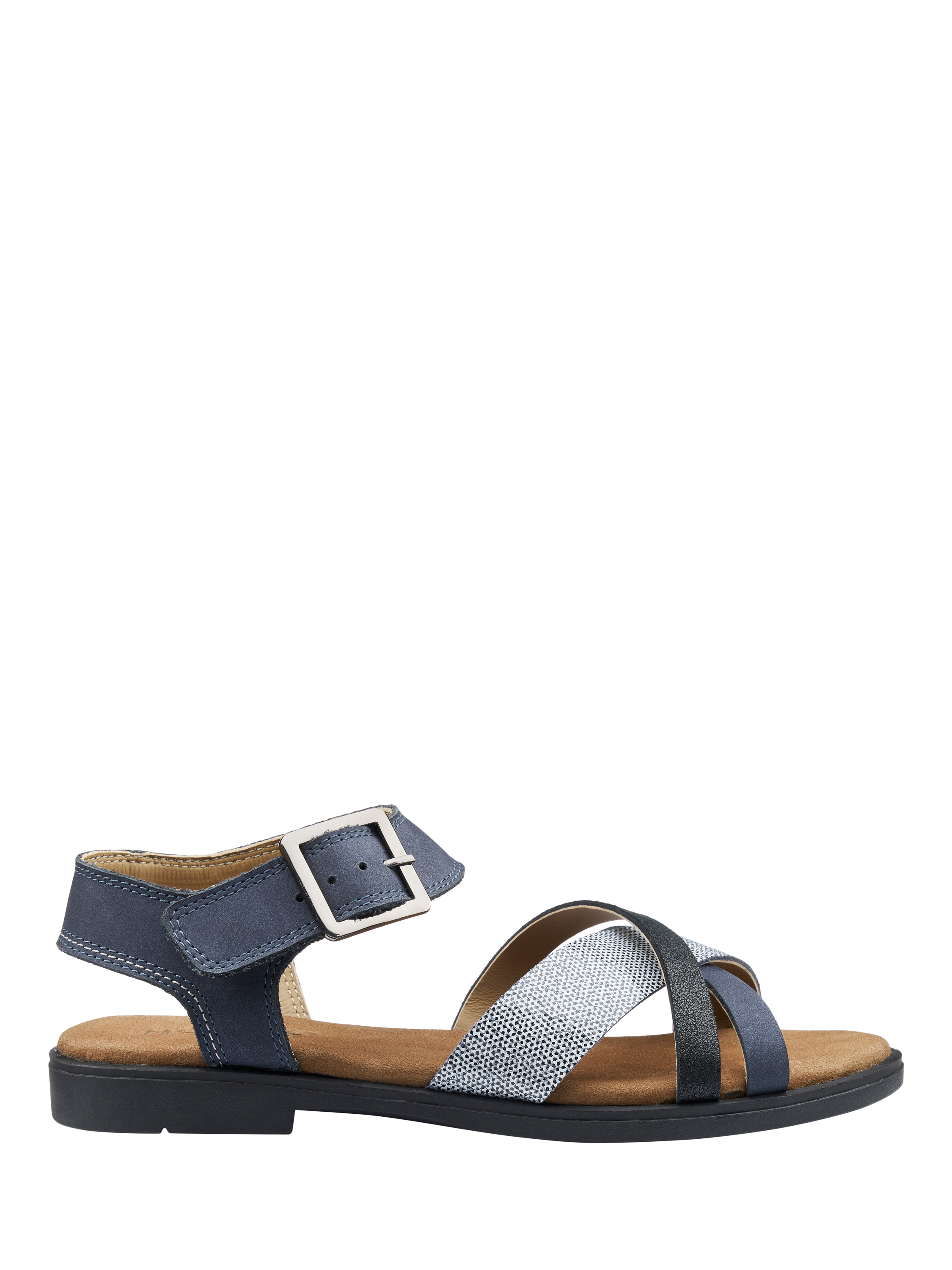 Product image 1 of 4, which shows Hotter Eleanor Nubuck Strappy Sandals, Navy, 3S