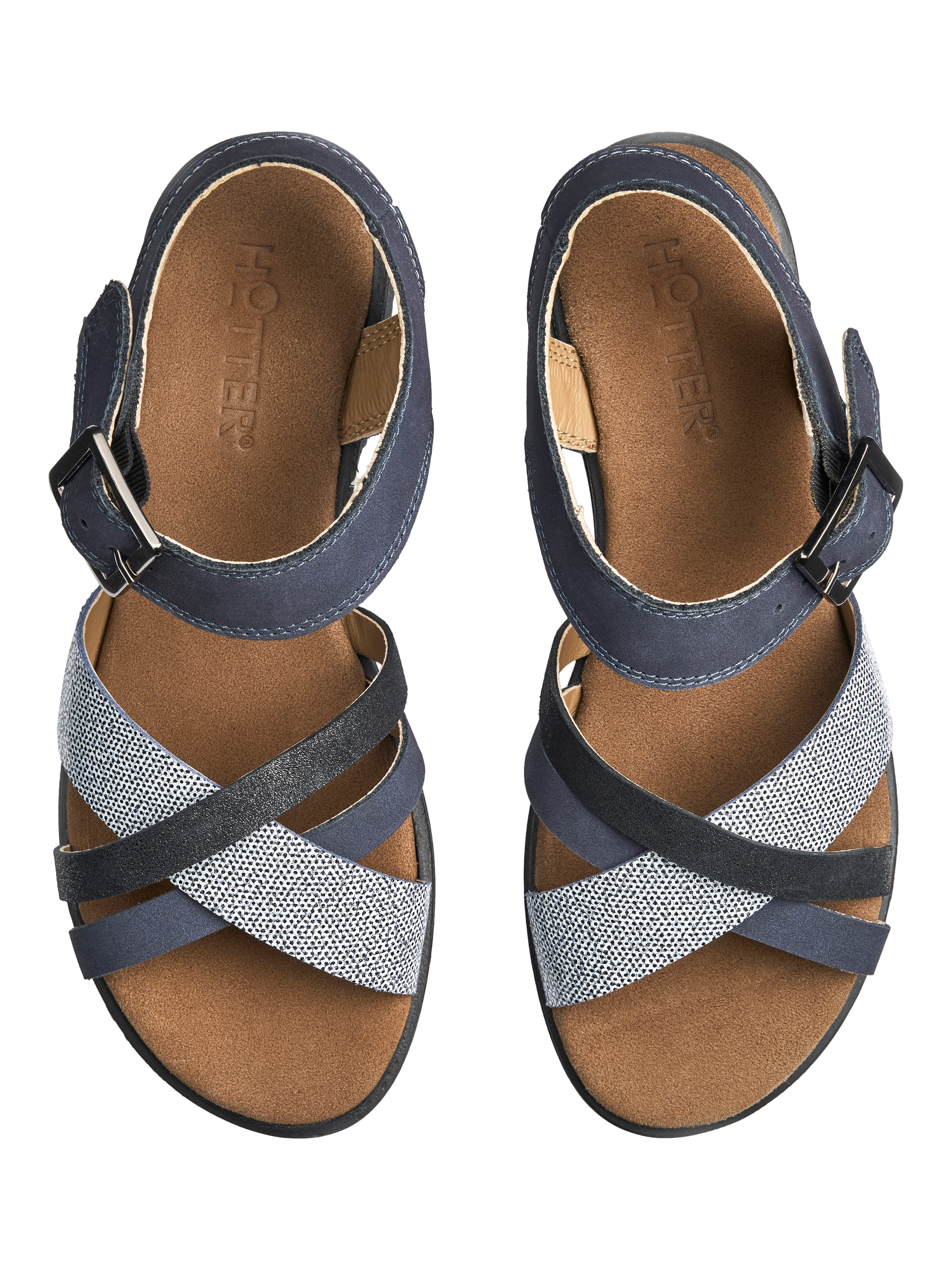 Product image 3 of 4, which shows Hotter Eleanor Nubuck Strappy Sandals, Navy, 3S