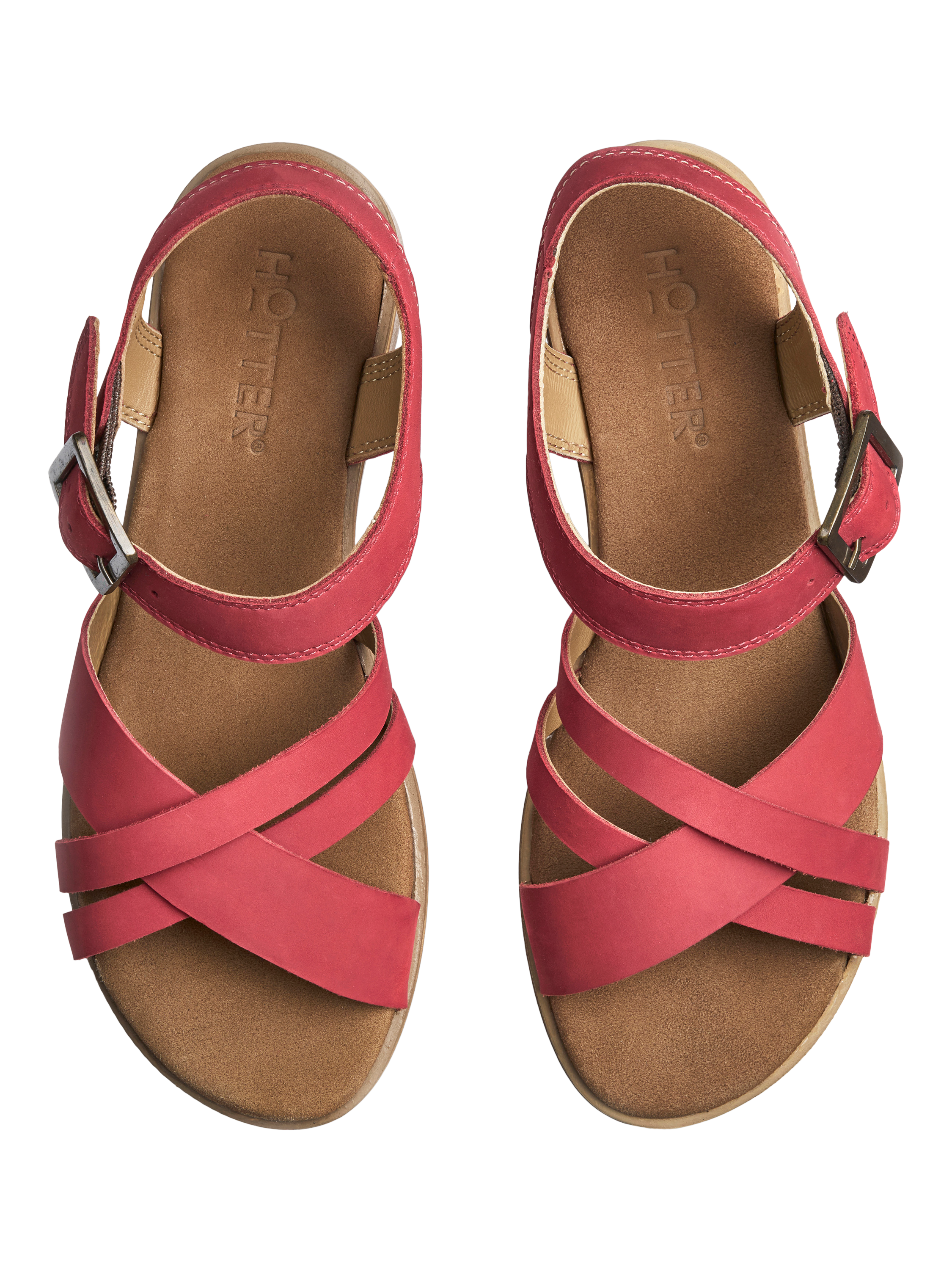 Product image 3 of 4, which shows Hotter Eleanor Nubuck Strappy Sandals, Salsa, 3S