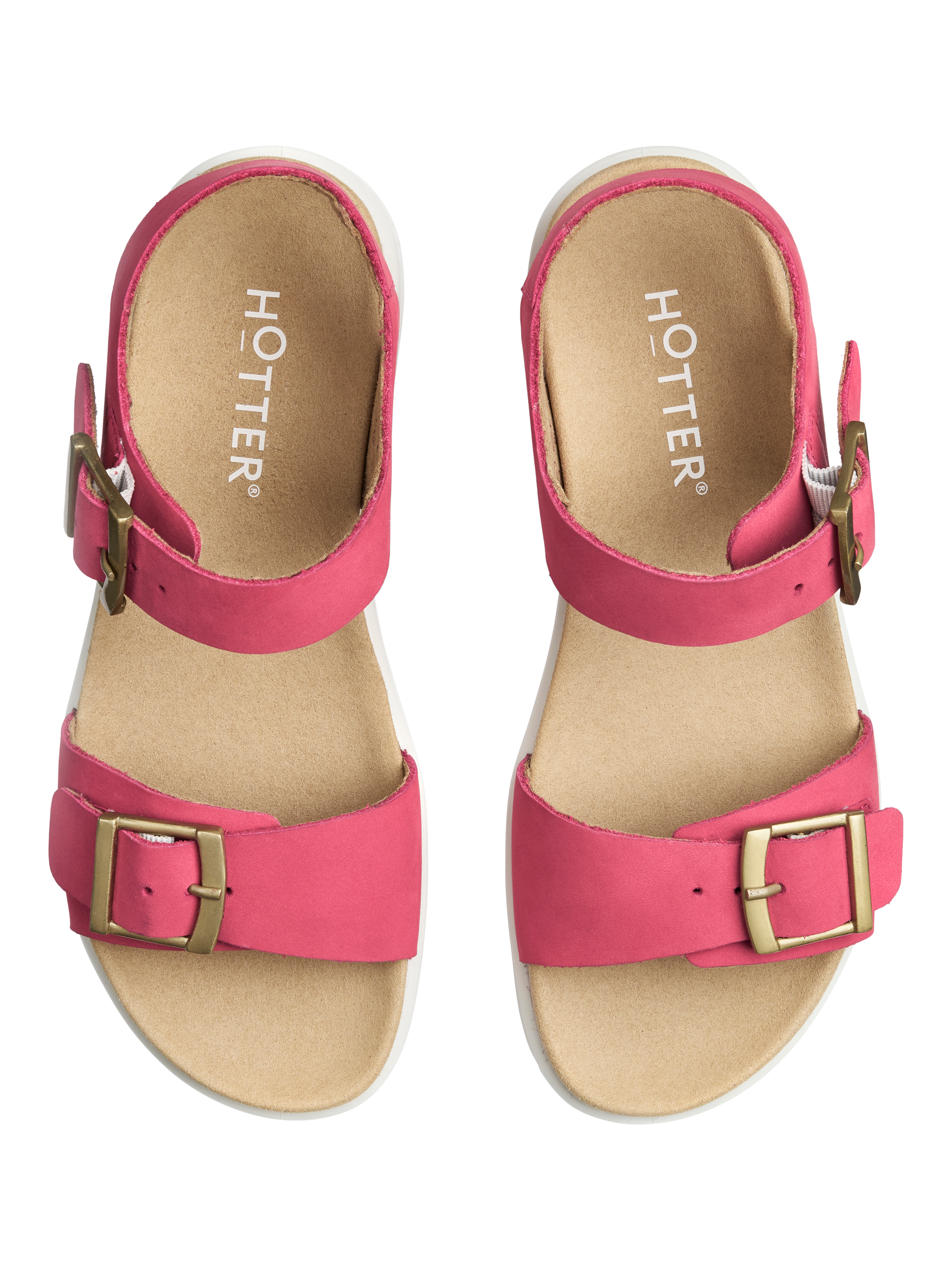 Product image 3 of 4, which shows Hotter Corfu Leather Strappy Sandals, Sunset Coral, 3