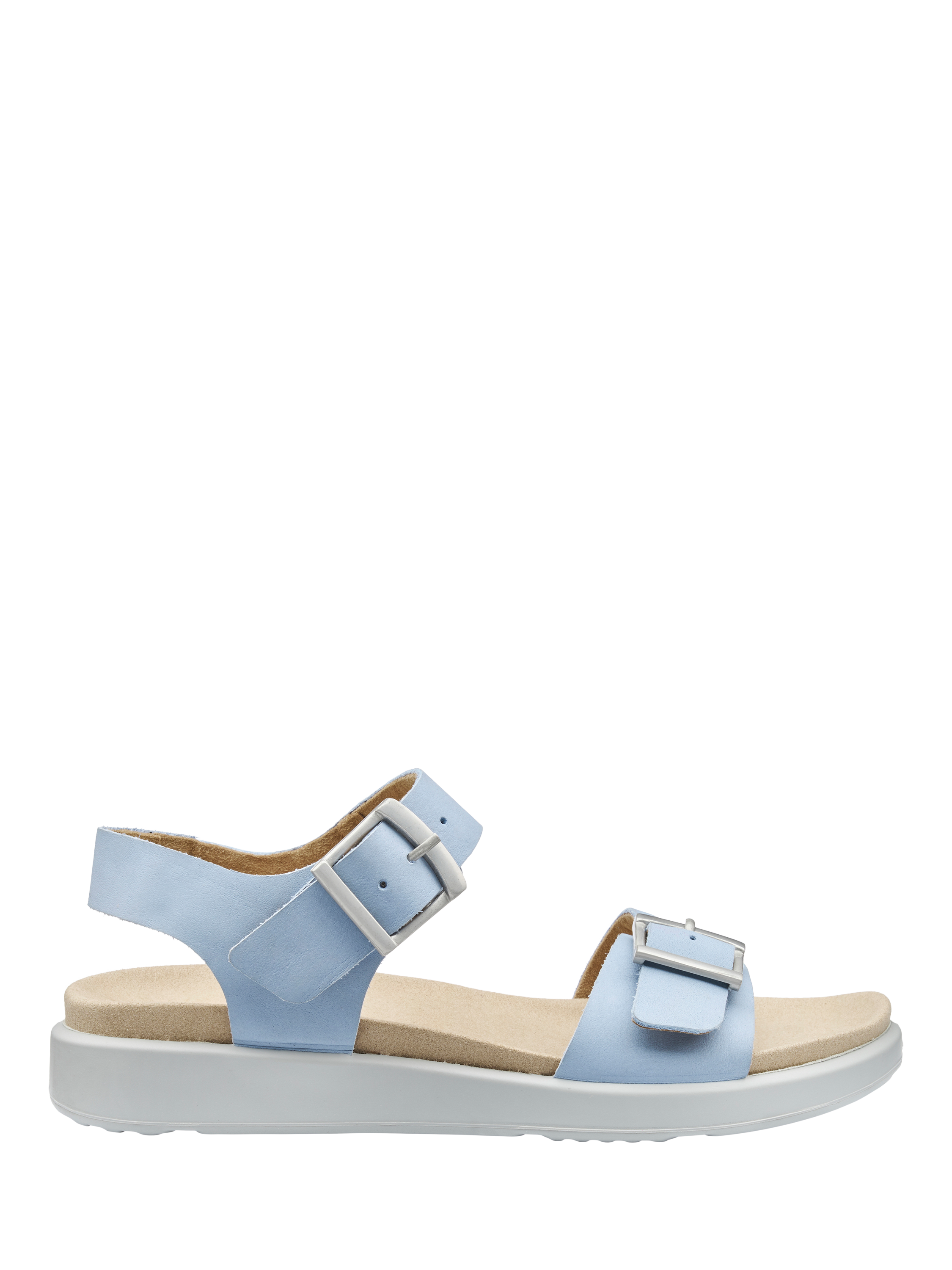 Product image 1 of 5, which shows Hotter Corfu Leather Strappy Sandals, Soft Blue, 3