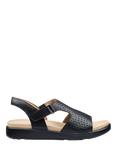 Hotter Marbella Wide Fit Leather Perforated Footbed Sandals, Black