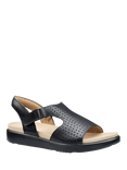 Hotter Marbella Wide Fit Leather Perforated Footbed Sandals, Black