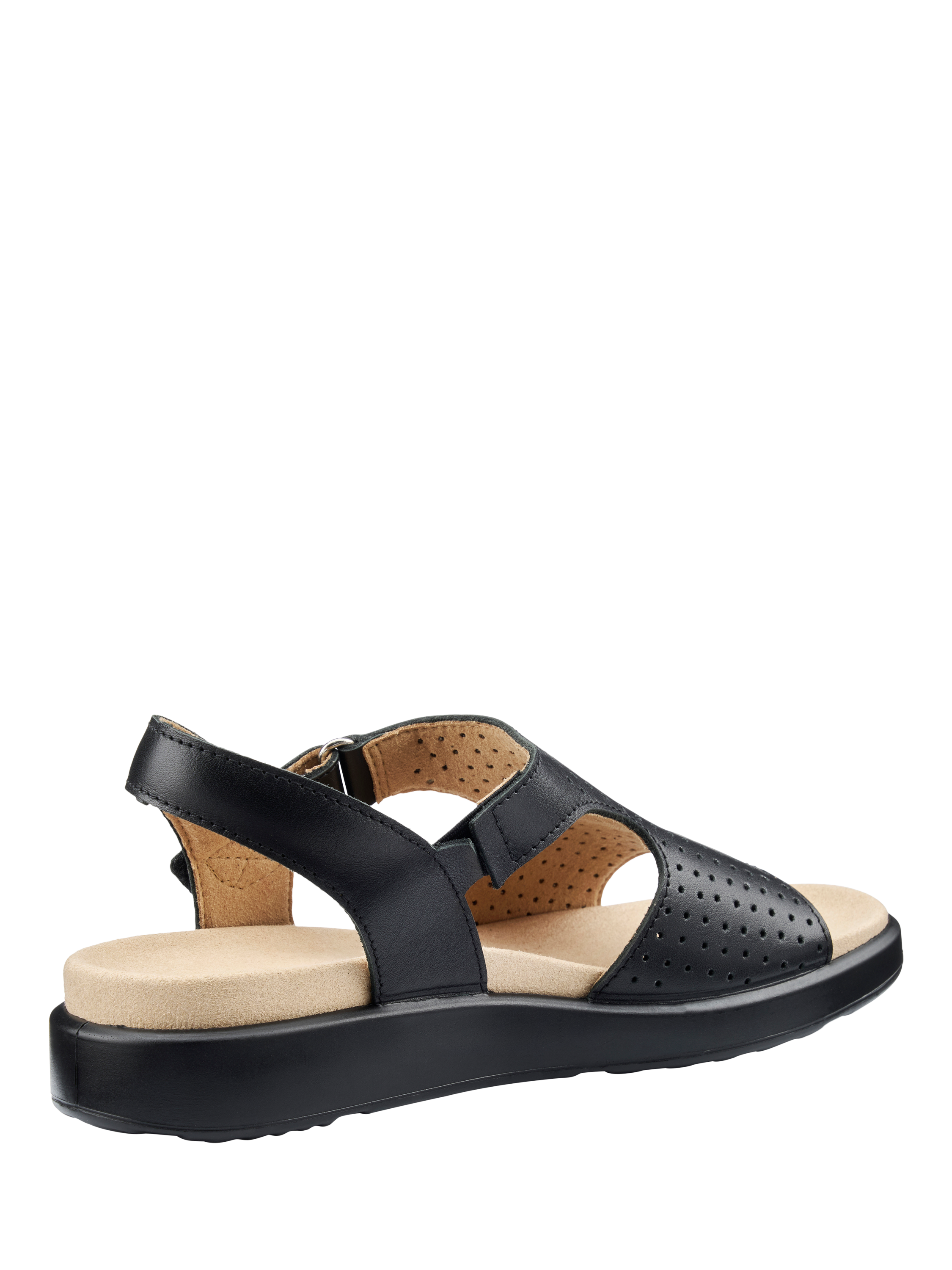Product image 4 of 4, which shows Hotter Marbella Wide Fit Leather Perforated Footbed Sandals, Black, 3W