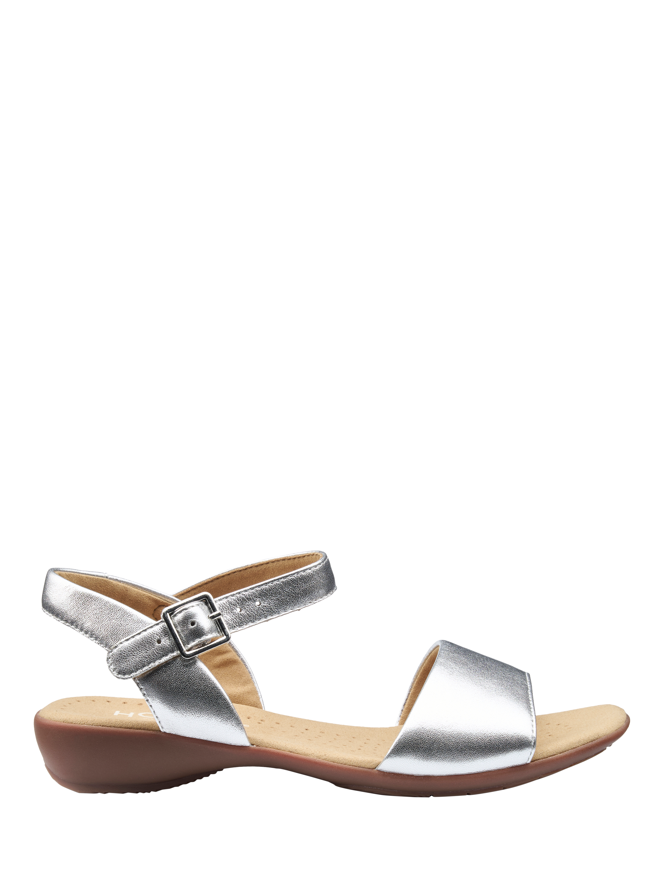 Product image 1 of 4, which shows Hotter Tropic Classic Leather Sandals, Silver, 3