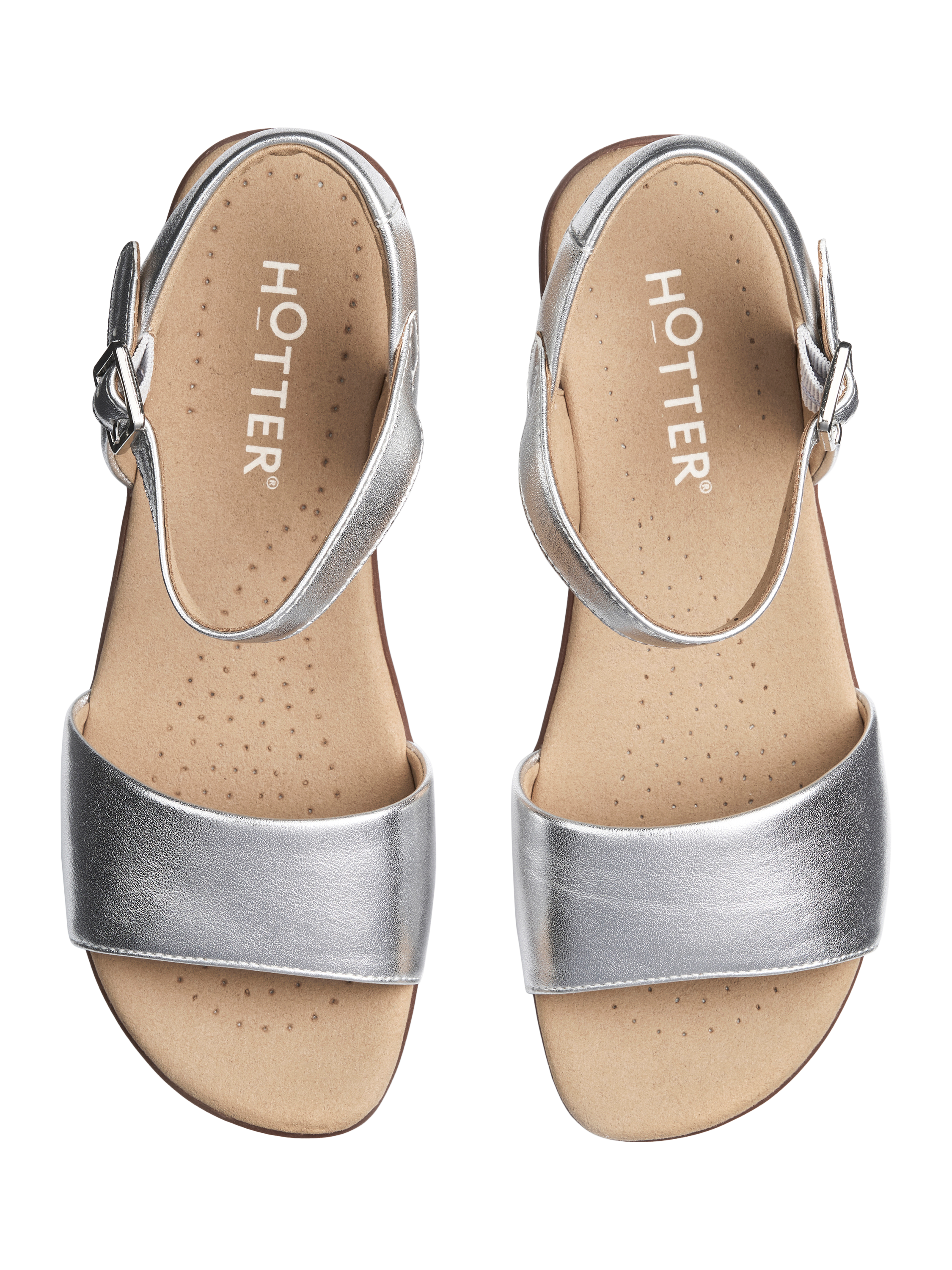 Product image 3 of 4, which shows Hotter Tropic Classic Leather Sandals, Silver, 3