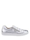 Hotter Chase II Leather Zip and Go Trainers, Silver/White