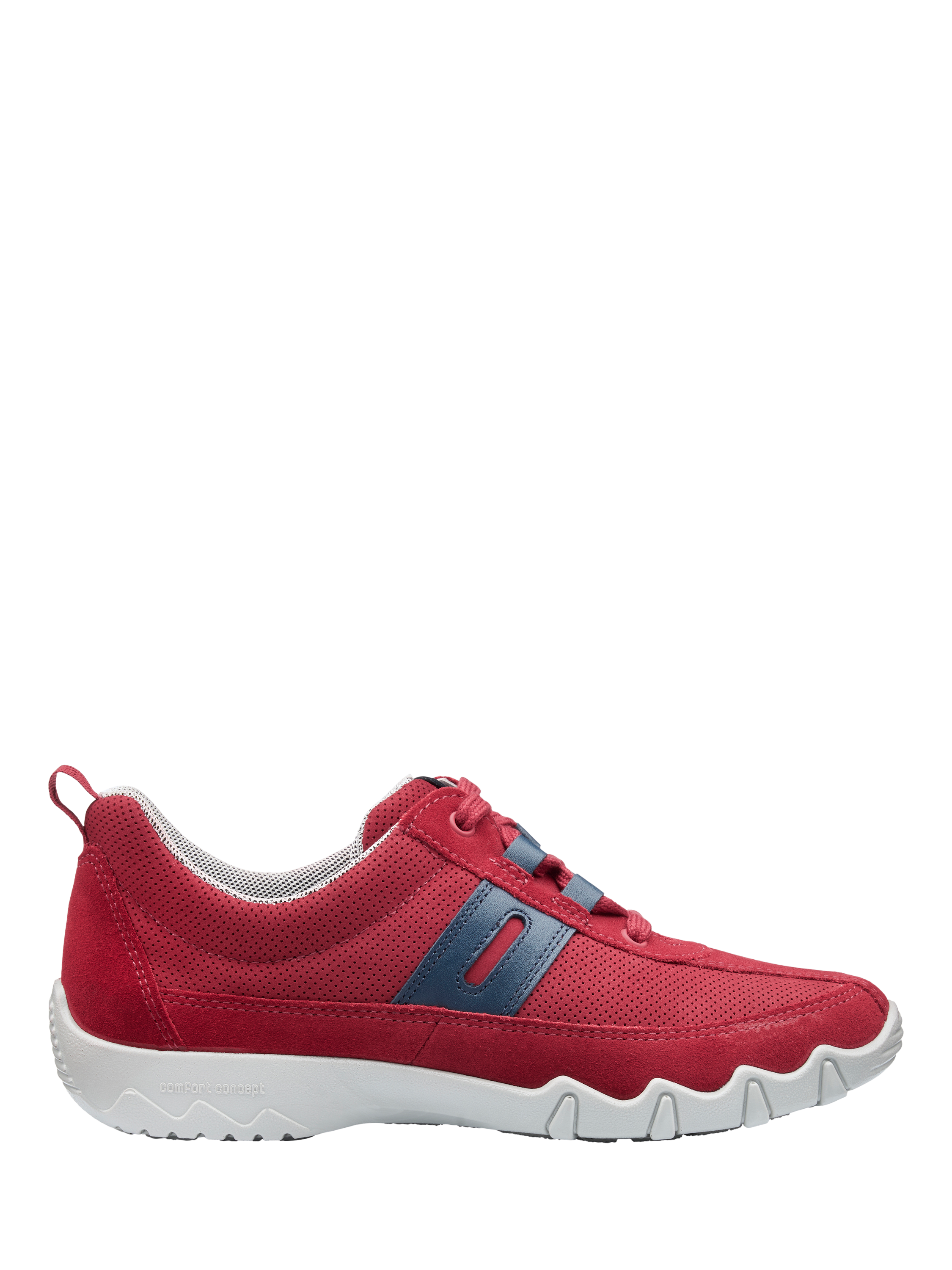 Product image 1 of 11, which shows Hotter Leanne II Suede and Nubuck Trainers, Salsa/French Navy, 3