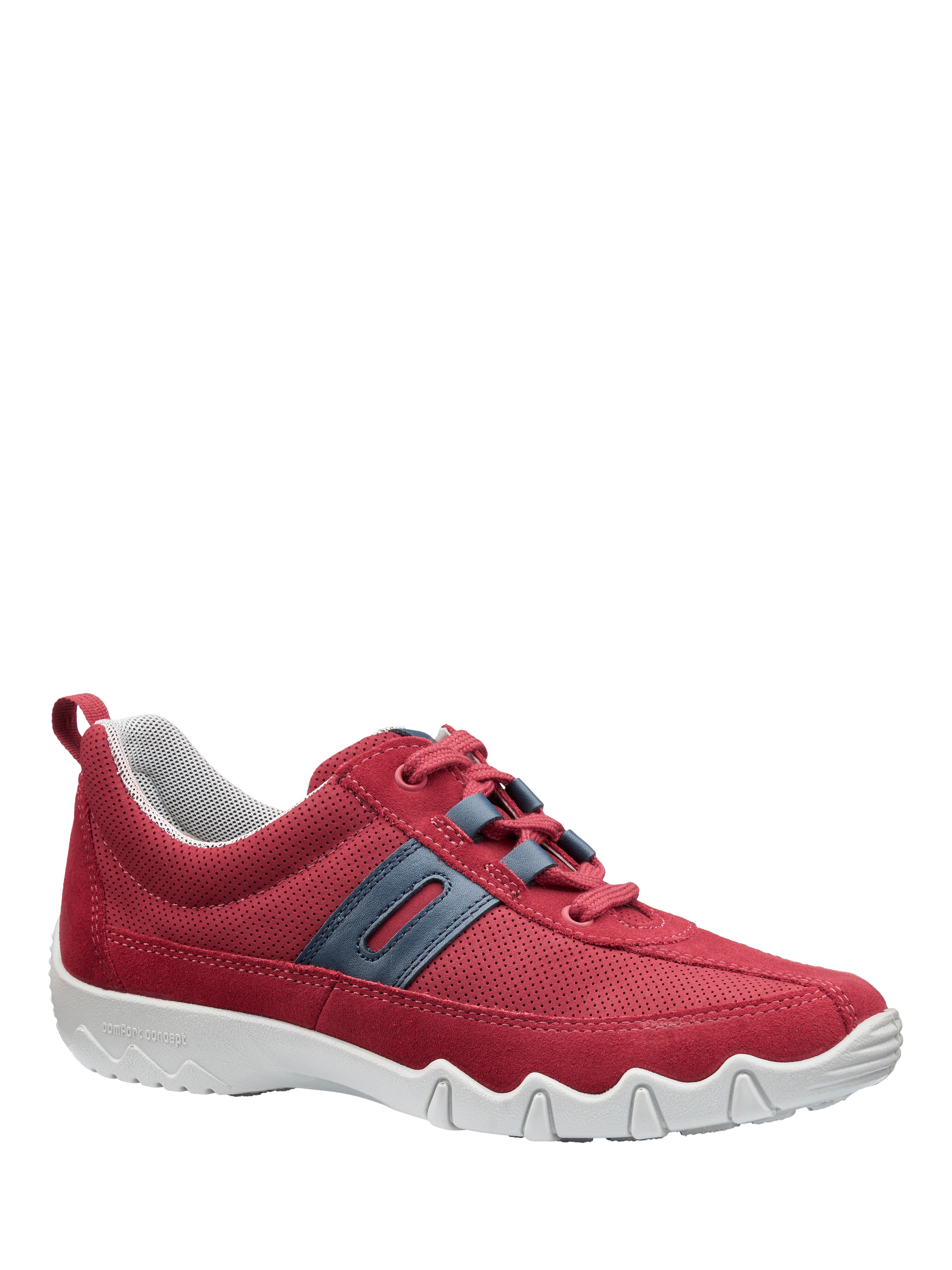 Product image 2 of 11, which shows Hotter Leanne II Suede and Nubuck Trainers, Salsa/French Navy, 3
