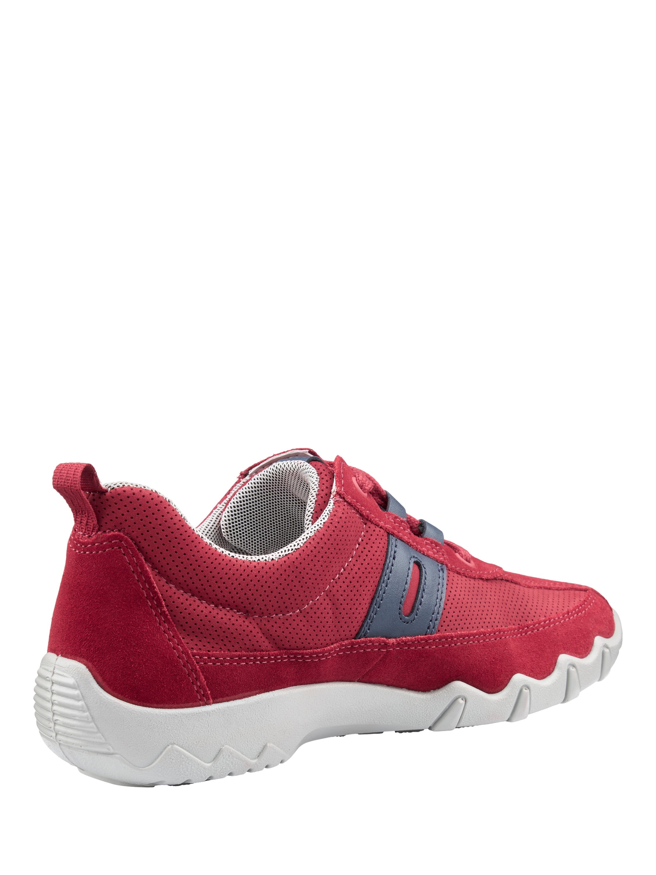 Product image 4 of 11, which shows Hotter Leanne II Suede and Nubuck Trainers, Salsa/French Navy, 3