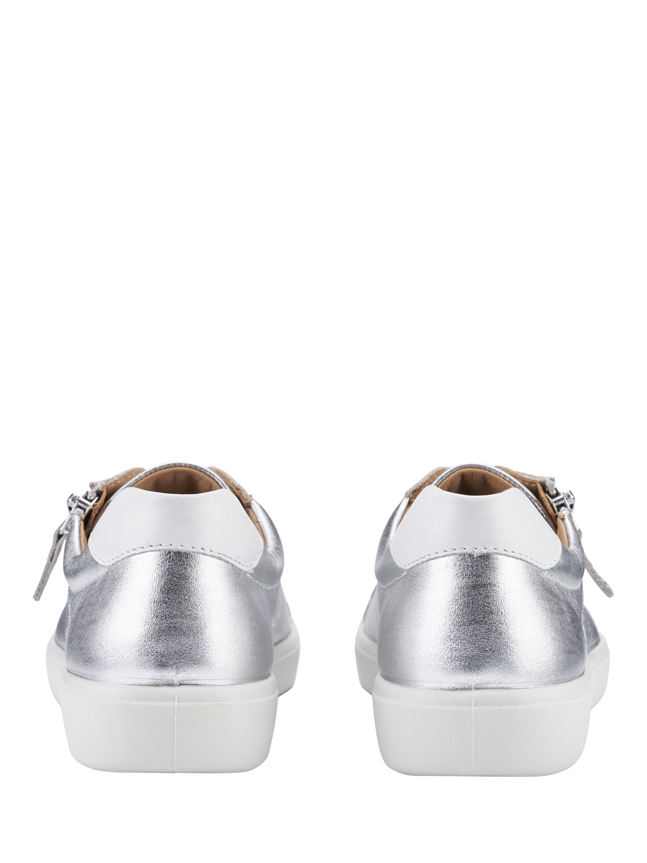 Product image 4 of 4, which shows Hotter Chase II Wide Fit Leather Zip and Go Trainers, Silver/White, 3W