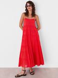 Whistles Strappy Tiered Maxi Sun Dress, Red