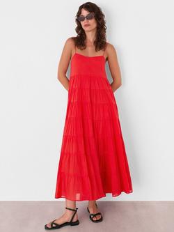Whistles Strappy Tiered Maxi Sun Dress, Red, Red