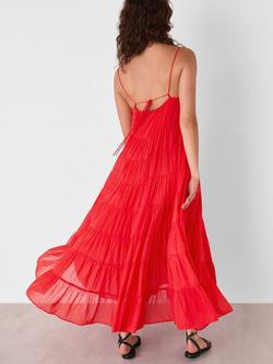 Whistles Strappy Tiered Maxi Sun Dress, Red - view 2, Red