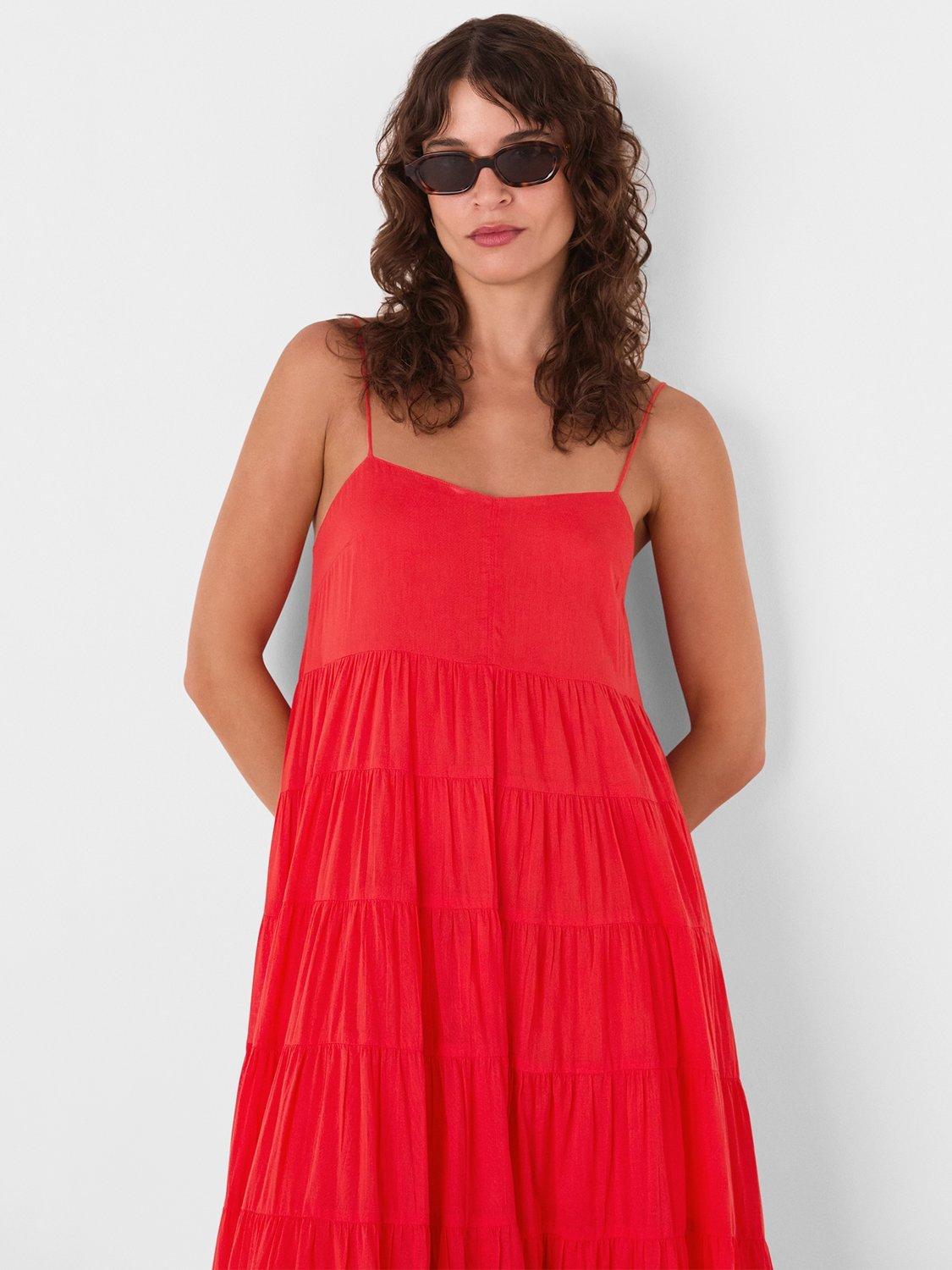 Product image 4 of 5, which shows Whistles Strappy Tiered Maxi Sun Dress, Red, 6