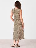 Whistles Leopard Tie Waist Sleeveless Midi Dress, Brown/Multi