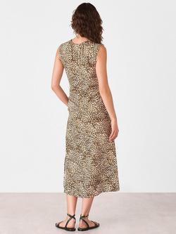 Whistles Leopard Tie Waist Sleeveless Midi Dress, Brown/Multi - view 2, Brown/Multi