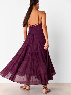 Whistles Petite Tiered Maxi Dress, Plum - view 2, Plum