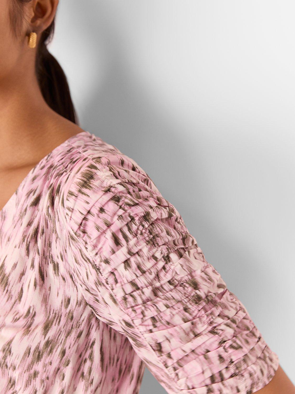 Product image 5 of 5, which shows Whistles Petite Leopard Print Midi Dress, Pink/Multi, 6