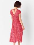 Whistles Petite Zebra Textured Midi Dress, Red/Multi
