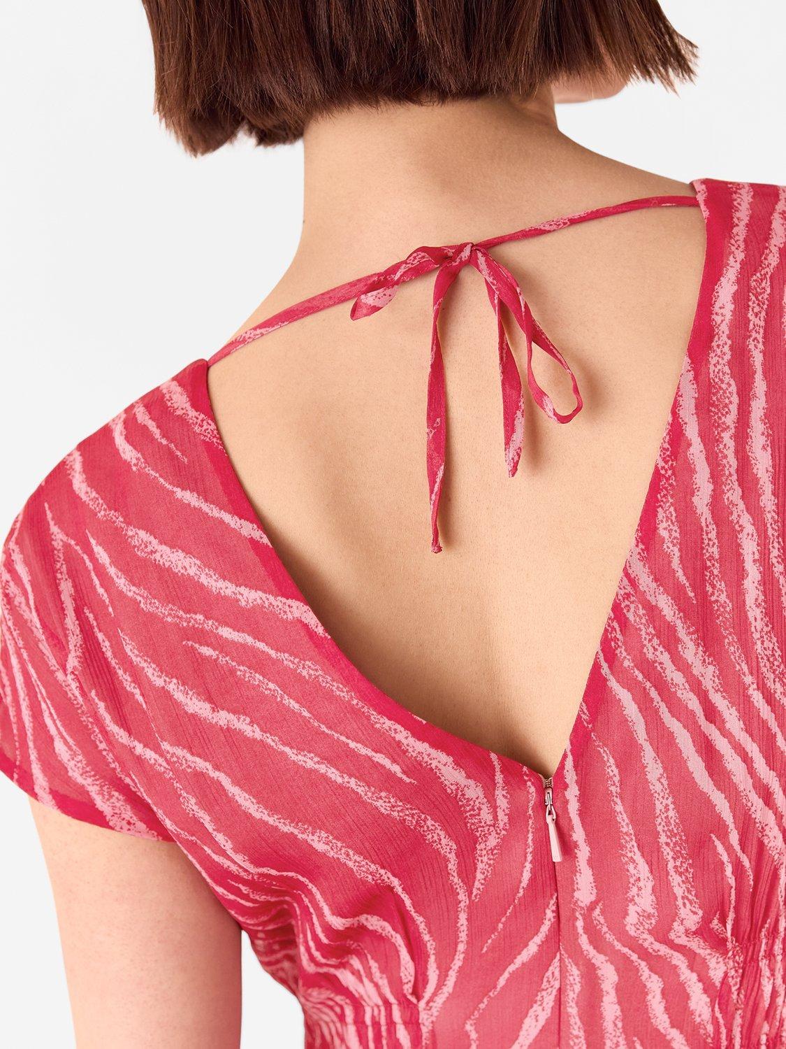 Product image 4 of 5, which shows Whistles Petite Zebra Textured Midi Dress, Red/Multi, 6
