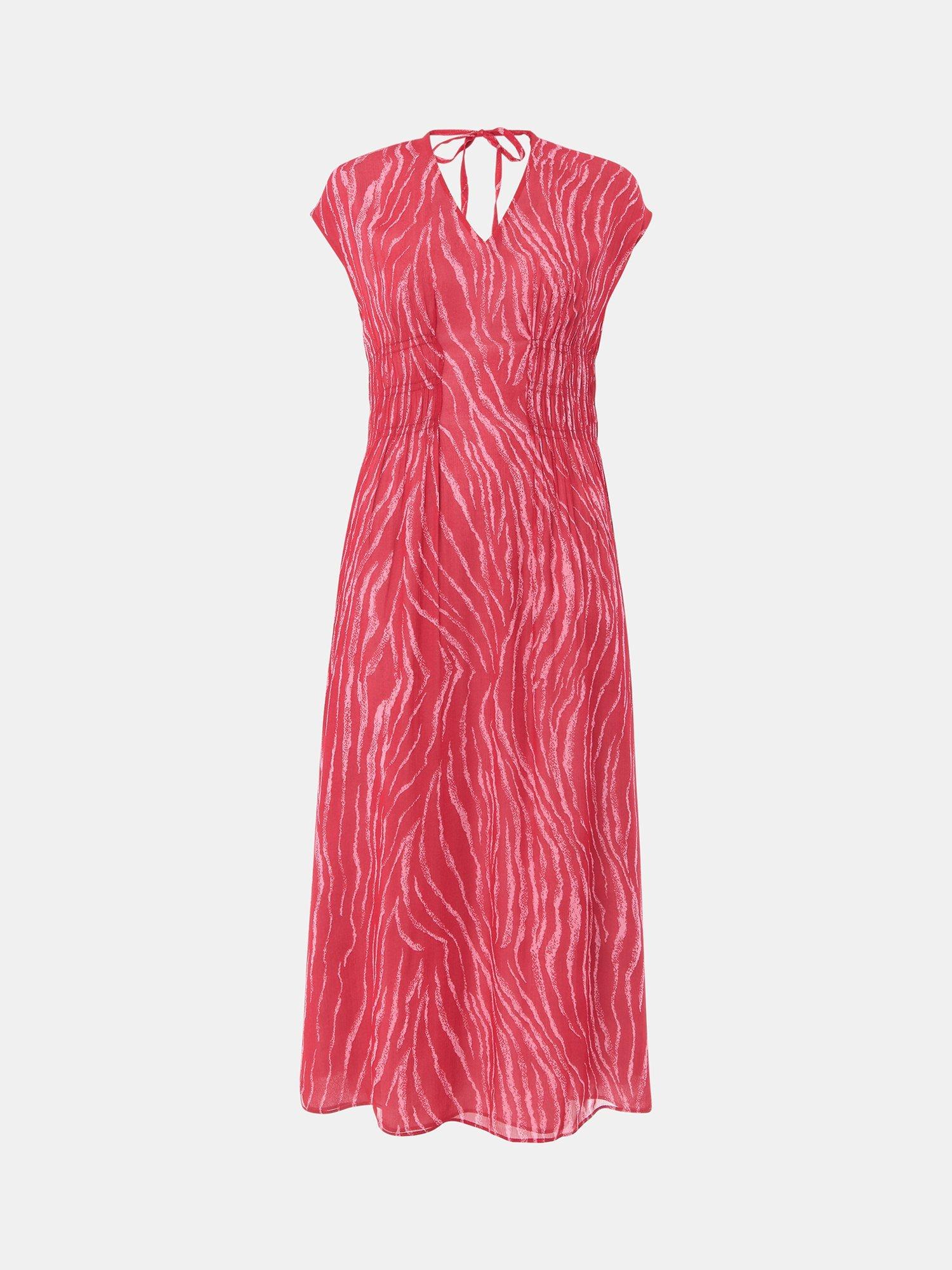 Product image 5 of 5, which shows Whistles Petite Zebra Textured Midi Dress, Red/Multi, 6