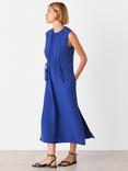 Whistles Drawstring Detail Sleeveless Midi Dress, Blue