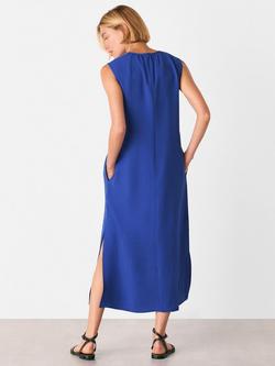 Whistles Drawstring Detail Sleeveless Midi Dress, Blue - view 2, Blue