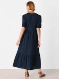 Whistles Textured Cotton Midi Dress, Navy