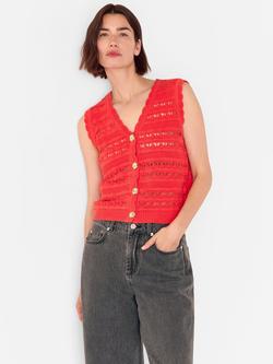 Whistles Pointelle Detail Tank Top, Mid Red, Mid Red