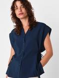Whistles Tie Side Cap Sleeve Shirt, Navy