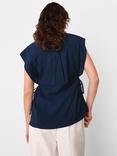 Whistles Tie Side Cap Sleeve Shirt, Navy