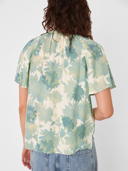 Whistles Floral Tie Neck Blouse, Blue/Multi - view 2, Blue/Multi