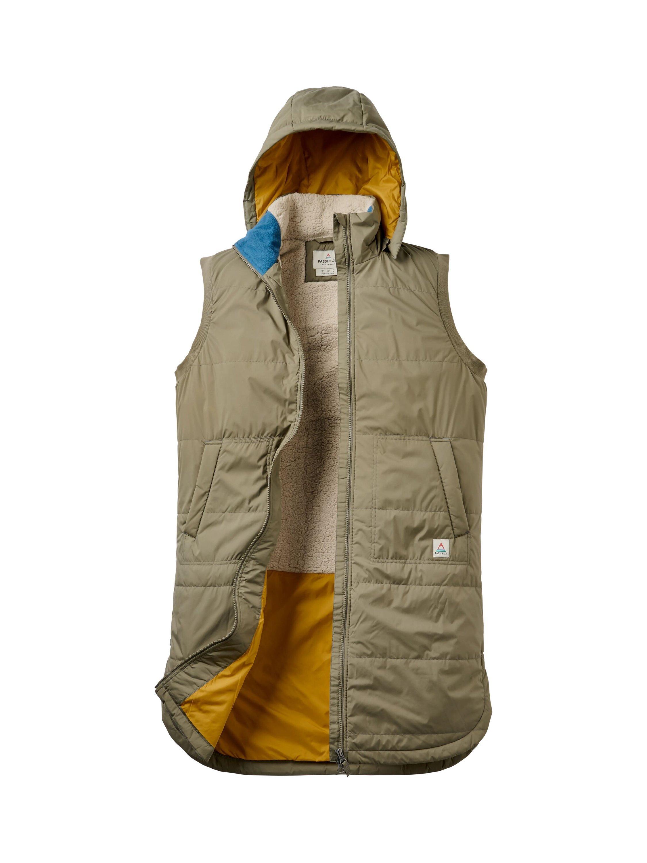 Product image 1 of 9, which shows Passenger Flora Sherpa Lined Gilet, Green, S