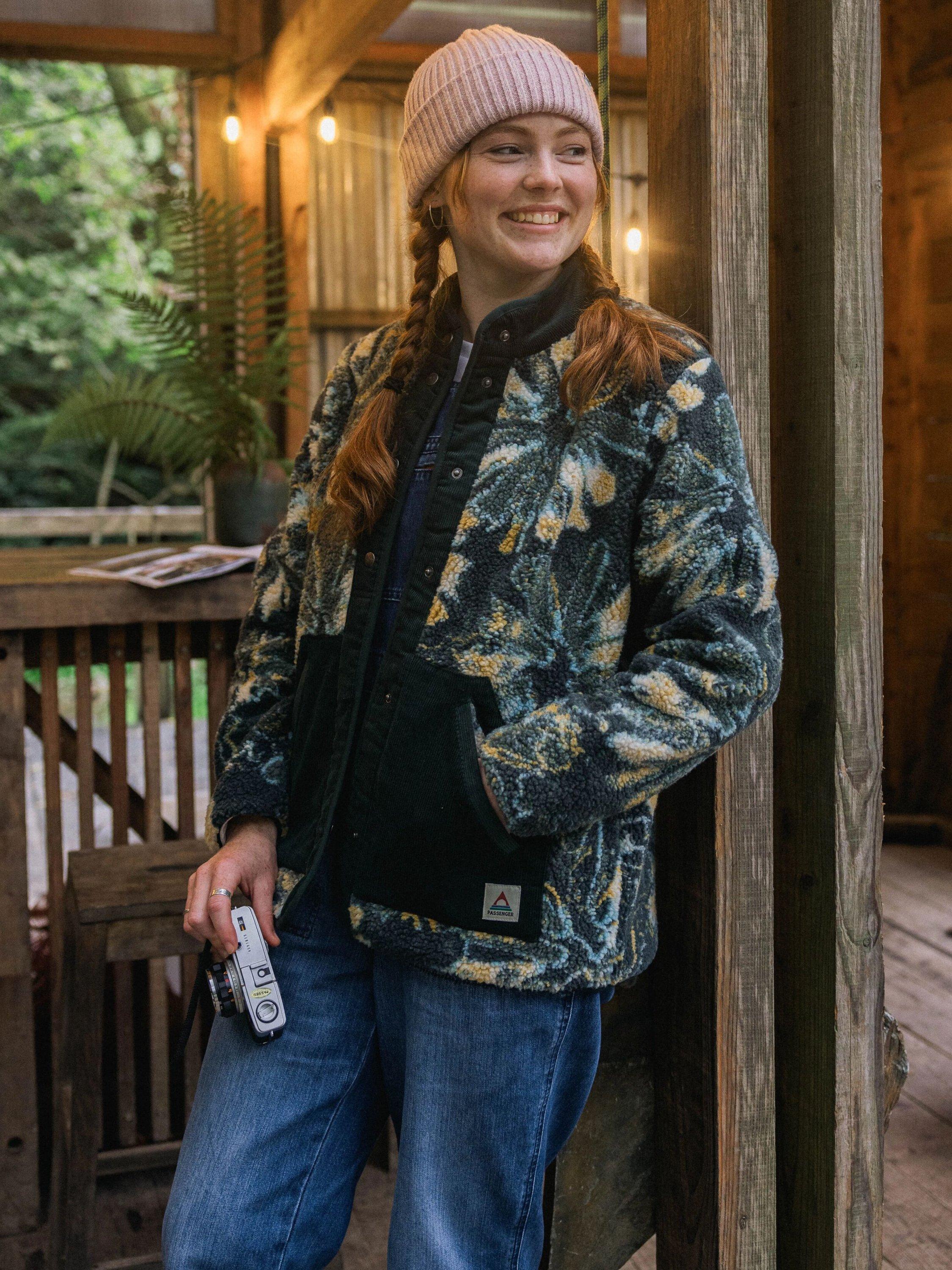 Product image 1 of 6, which shows Passenger Clover 2.0 Full Zip Fleece, Green/Multi, S