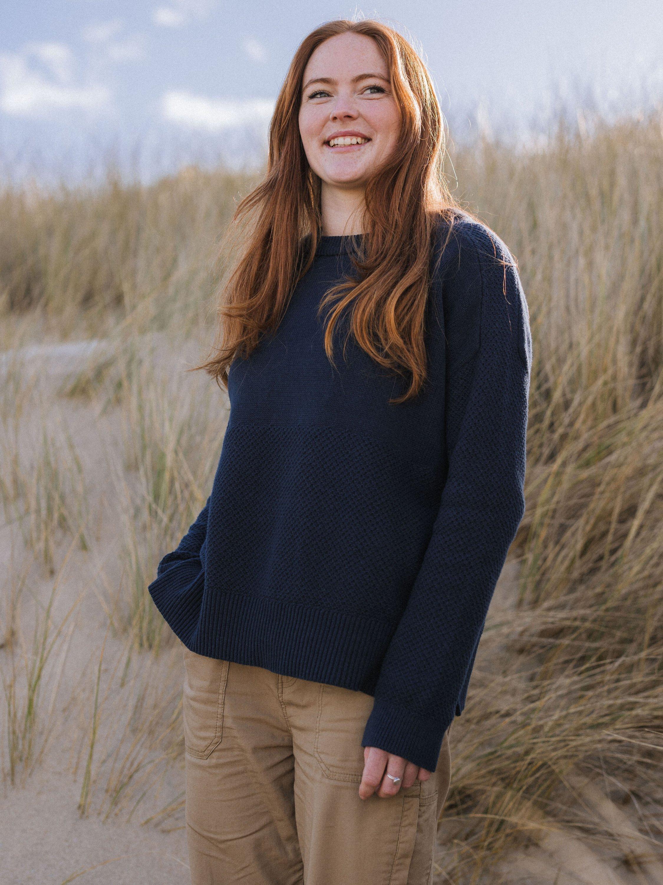 Product image 2 of 8, which shows Passenger Cove 2.0 Cotton Blend Knit Jumper, Navy, XS