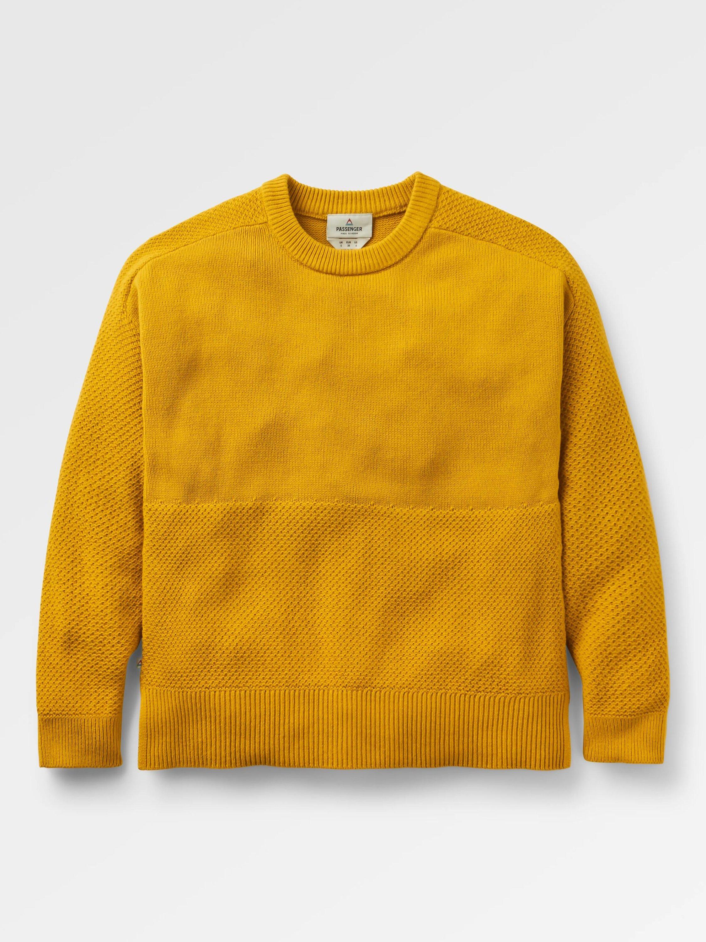 Product image 1 of 5, which shows Passenger Cove 2.0 Crew Neck Jumper, Dark Yellow, XS