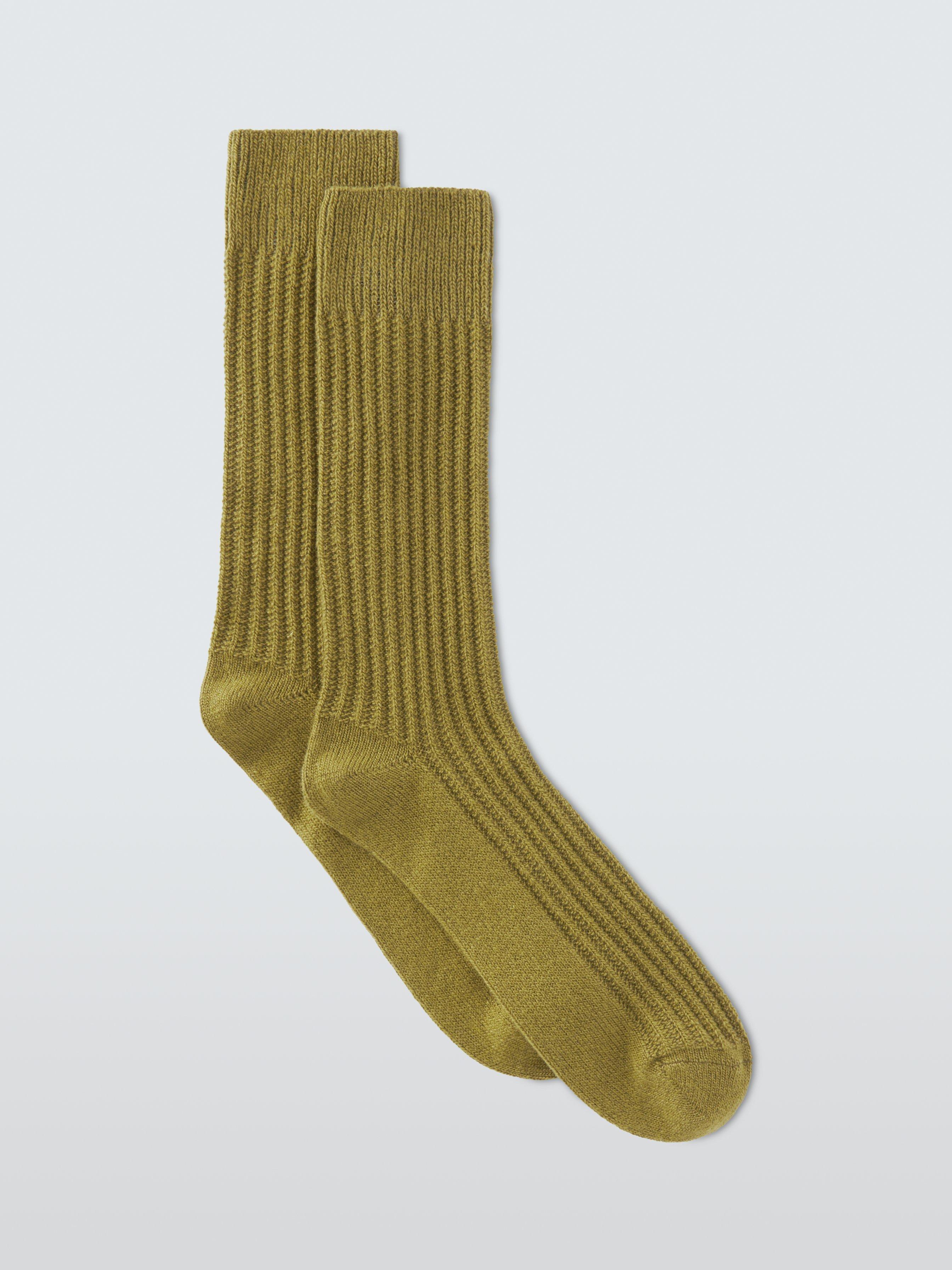 Product image 1 of 2, which shows John Lewis Cashmere Blend Ribbed Socks, Gold, S-M