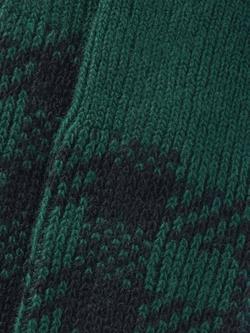 John Lewis Cashmere Blend Check Socks, Bottle Green - view 2, Bottle Green