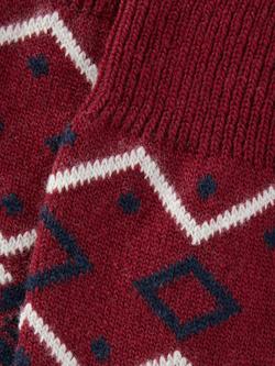 John Lewis Cashmere Blend Fairisle Socks, Burgundy - view 2, Burgundy