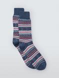 John Lewis Made in Italy Fairisle Cotton Mix Socks, Denim
