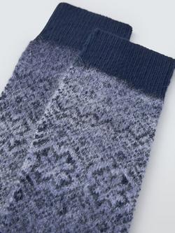 John Lewis Made in Italy Fairisle Cotton Mohair Mix Socks, Blue - view 2, Blue