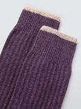 John Lewis Made in Italy Rib Knit Wool Silk Mix Socks, Purple