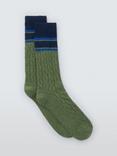 John Lewis Made in Italy Cable Knit Wool Cotton Silk Mix Socks, Green