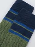 John Lewis Made in Italy Cable Knit Wool Cotton Silk Mix Socks, Green
