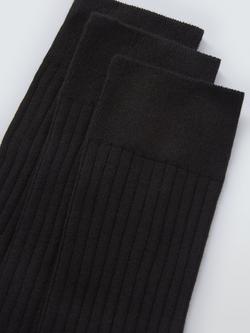 John Lewis Made in Italy Longer Leg Cotton Mix Socks, Black - view 2, Black