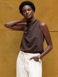 Ro&Zo Cowl Neck Drape Top, Brown