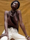 Ro&Zo Cowl Neck Drape Top, Brown