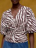 Ro&Zo Cotton Zebra Print Twist Front Top